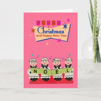 Rosa jul för Noel Choir Boys i mitten av århundrad Kort