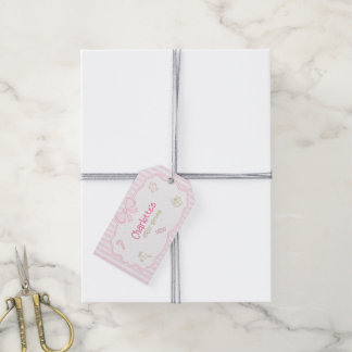 Rosa jul Första födelsedagspresentkort Presentetikett