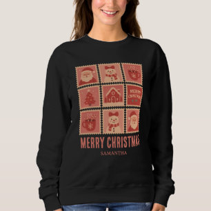 Rosa jul Frimärke Collage T Shirt