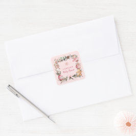 Rosa Jul Girl Baby Shower Fyrkantigt Klistermärke