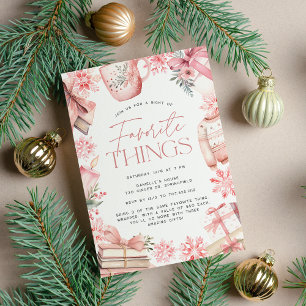 Rosa jul Helgdag Favorite Sak Party Inbjudningar