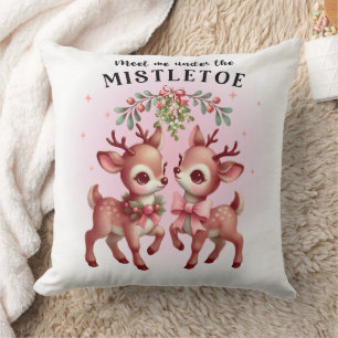 Rosa Jul Helgdag Reindeer Throw Kudde