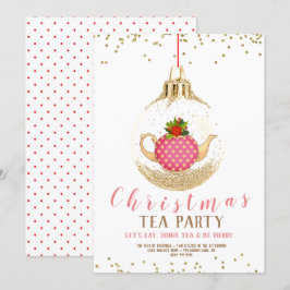 Rosa jul Helgdag Tea Party Inbjudningar