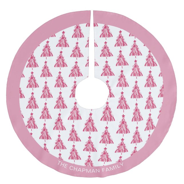 Rosa jul Helgdag träd Julgransmatta Borstad Polyester (Framsidan)