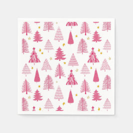 Rosa jul Helgdag träd Pappersservett