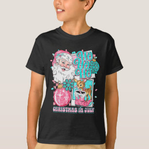 Rosa jul i juli Retro Santa Disco Snögubbe G T Shirt
