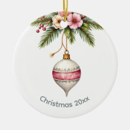 Rosa jul julgransprydnad keramik
