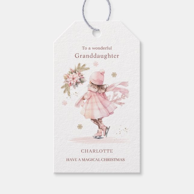 Rosa Jul Little Girl Presentetikett (Framsidan)