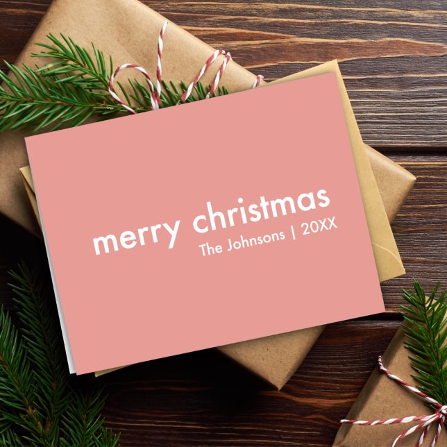  Rosa jul | Minimalistisk ren enkel Helgkort (Skapare uppladdad)