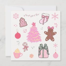 Rosa jul Mönster Julkort
