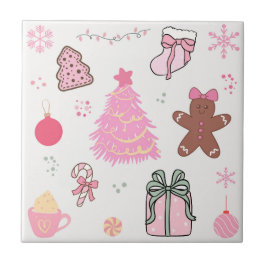 Rosa jul Mönster Kakelplatta