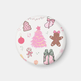 Rosa jul Mönster Magnet