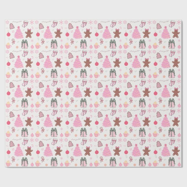 Rosa jul Mönster Presentpapper (Platt)