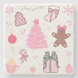 Rosa jul Mönster Stenunderlägg