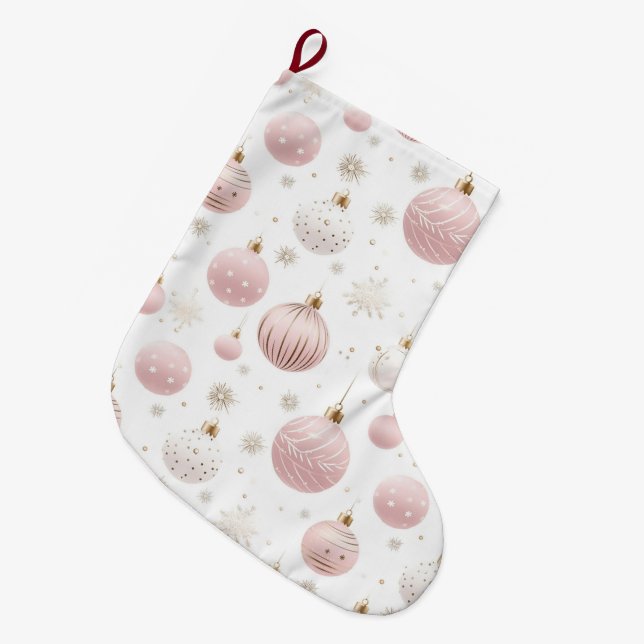 Rosa jul Mönster Stor Julstrumpa (Framsidan (Hängande))