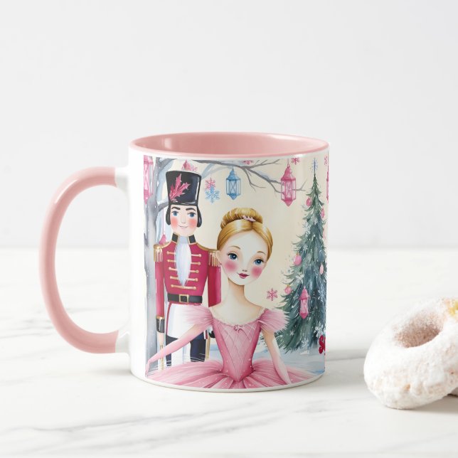 Rosa Jul Nutcracker Ballet och Ballerina Mugg (Med munk)