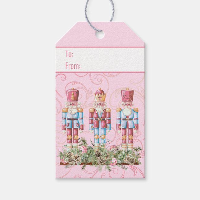 Rosa jul Nutcracker Trio Presentetikett (Framsidan)