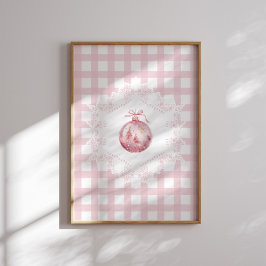 Rosa jul Ornament Grönt Gingham Helgdag Poster