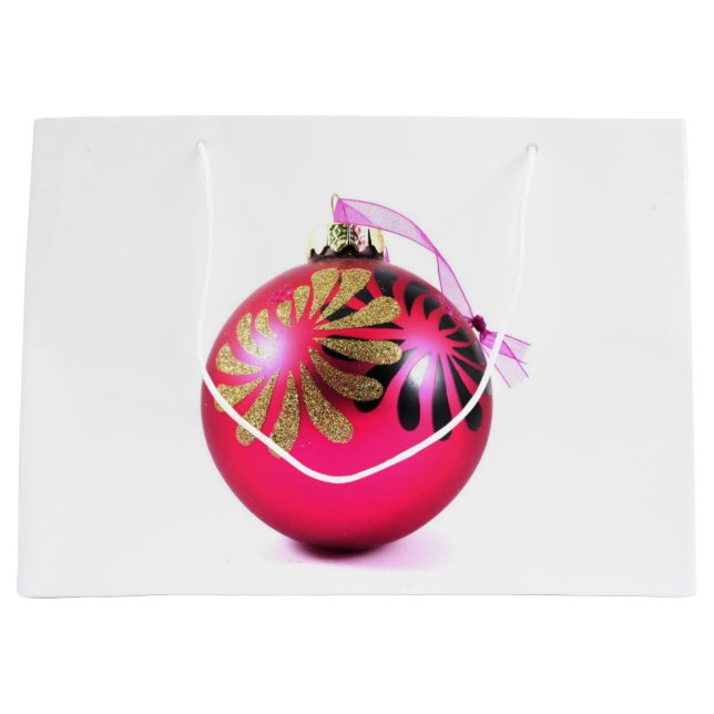 Rosa jul Ornament Large Gift Bag (Framsidan)