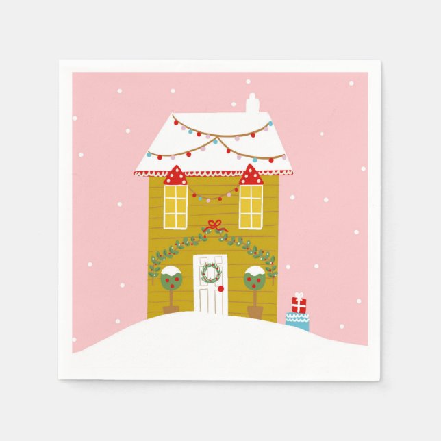 Rosa jul Party Barns födelsedag Helgdag Pappersservett (Framsidan)