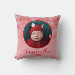 Rosa jul Poinsettia Personlig Baby Photo Kudde