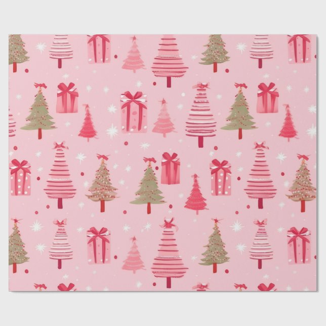 Rosa jul presentpapper (Platt)