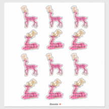 Rosa jul Reindeer Decal Stickers Julafton Santa