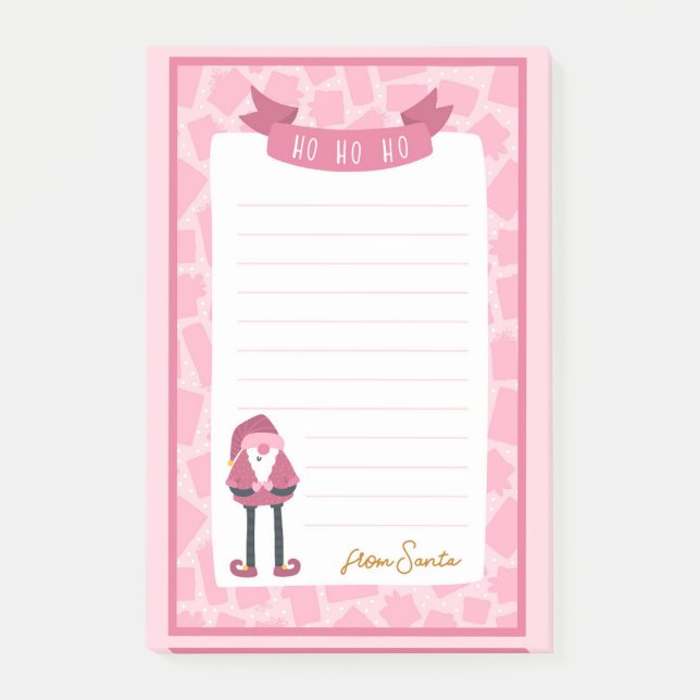 Rosa jul Santa Post-It-lappar Post-it Block (Framsida)