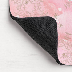 Rosa jul Snöflingor Boho Mönster Musmatta