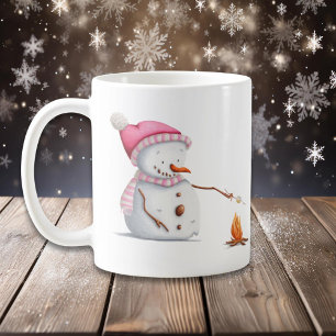Rosa Jul Snögubbe Rostmarmelad Kaffemugg