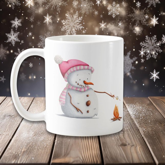 Rosa Jul Snögubbe Rostmarmelad Kaffemugg (Skapare uppladdad)