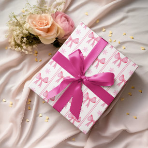 Rosa jul Snowflake & Bow Coquette Gift Presentpapper