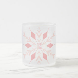Rosa Jul Snowflake med Monogram Frostad Glasmugg