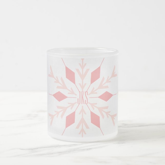 Rosa Jul Snowflake med Monogram Frostad Glasmugg (Center)