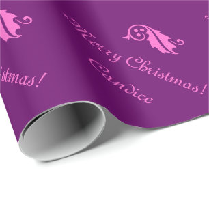 Rosa jul som slår in papper med anpassningsbarnam presentpapper