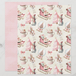 Rosa jul Söt Pastell Scrapbookpapper