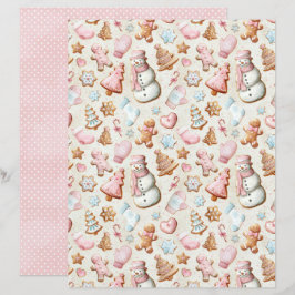 Rosa jul söt pastell scrapbookpapper