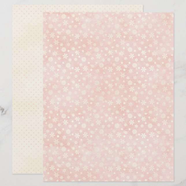 Rosa jul Söt Pastell Scrapbookpapper (Fram/baksida)