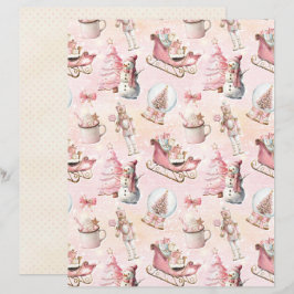 Rosa jul Söt Pastell Scrapbookpapper