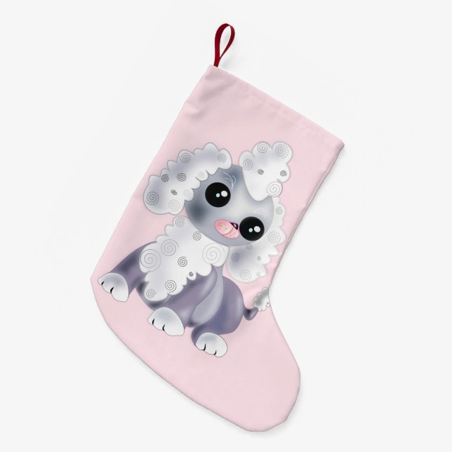 Rosa Jul Stock Cute Pet Hund Liten Julstrumpa (Framsidan (Hängande))