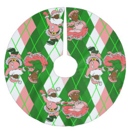 rosa jul svart tomte fru plaid  julgransmatta borstad polyester