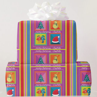 Rosa jul - tillägg Namn & Hälsning Presentpapper