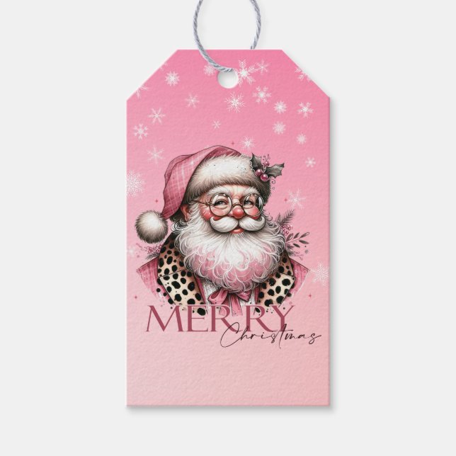 Rosa jul tomte God Jul Presentetikett (Framsidan)