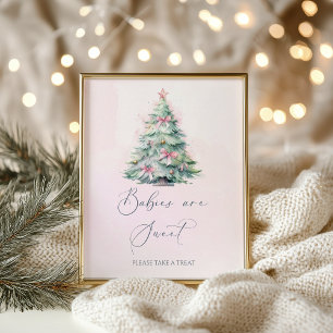 Rosa jul vintrig Baby shower Bebisar är söta Poster