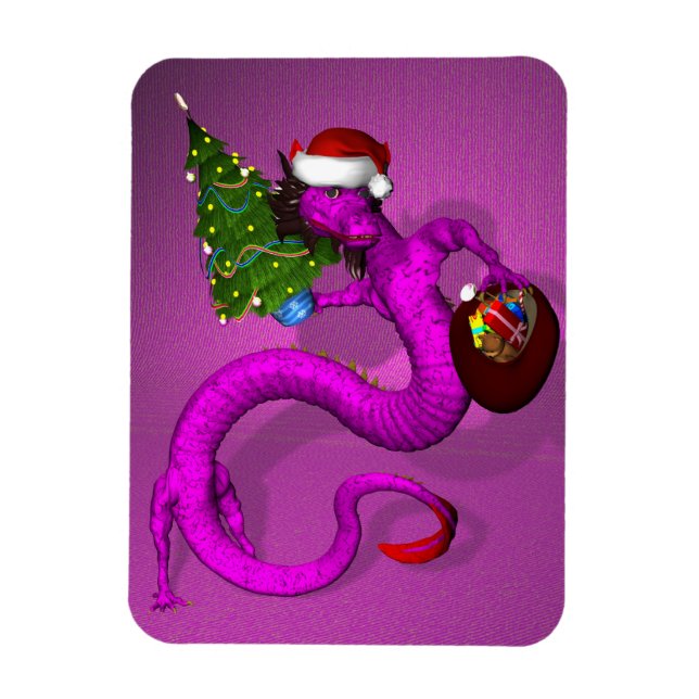 Rosa Julafton Dragon Magnet (Vertikal)