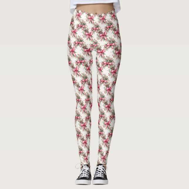 Rosa julbalar leggings (Framsida)