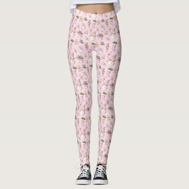 Rosa julbalar leggings (Framsida)