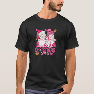 Rosa julbesättning Snögubbe med Candy cane Julafto T Shirt