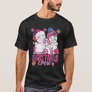 Rosa julbesättning Snögubbe med Candy cane Julafto T Shirt