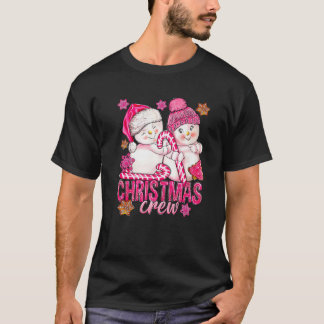 Rosa julbesättning Snögubbe med Candy cane Julafto T Shirt